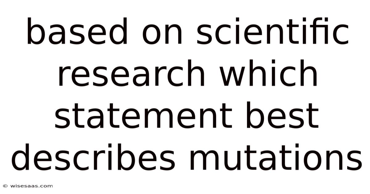 Based On Scientific Research Which Statement Best Describes Mutations