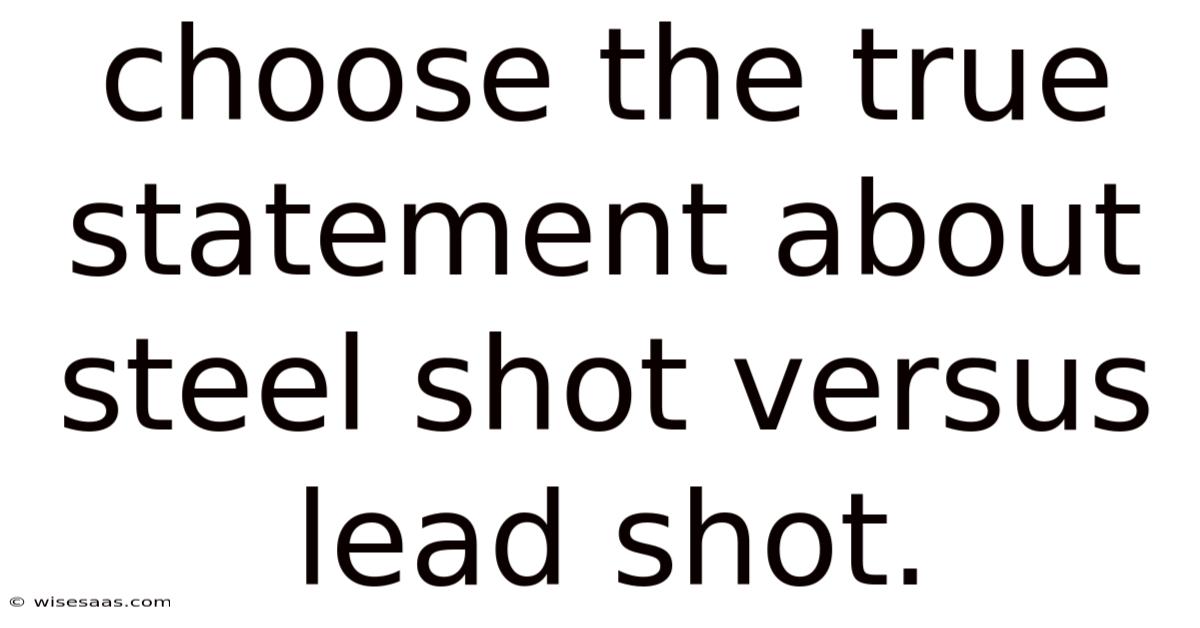 Choose The True Statement About Steel Shot Versus Lead Shot.