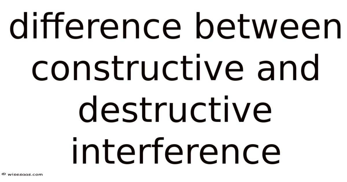 Difference Between Constructive And Destructive Interference