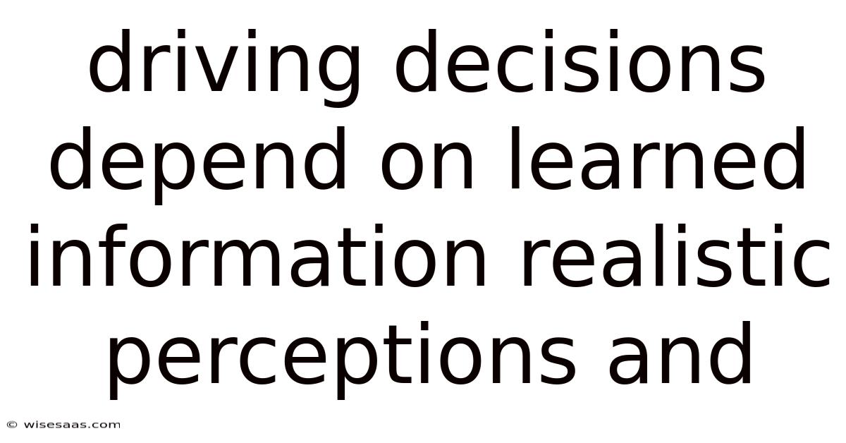Driving Decisions Depend On Learned Information Realistic Perceptions And