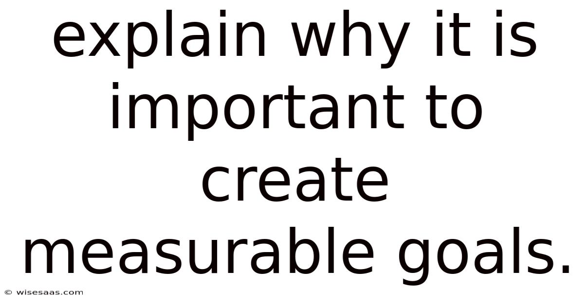 Explain Why It Is Important To Create Measurable Goals.