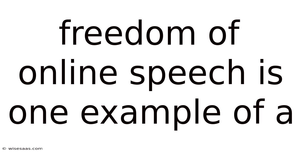 Freedom Of Online Speech Is One Example Of A