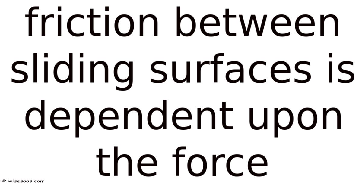 Friction Between Sliding Surfaces Is Dependent Upon The Force