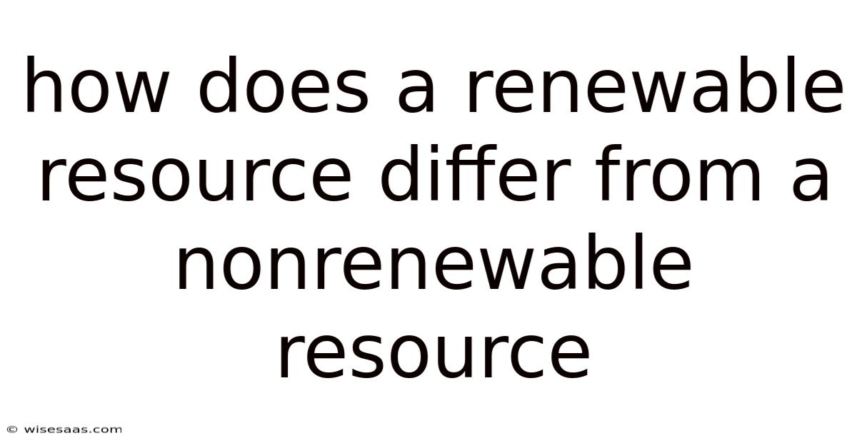 How Does A Renewable Resource Differ From A Nonrenewable Resource