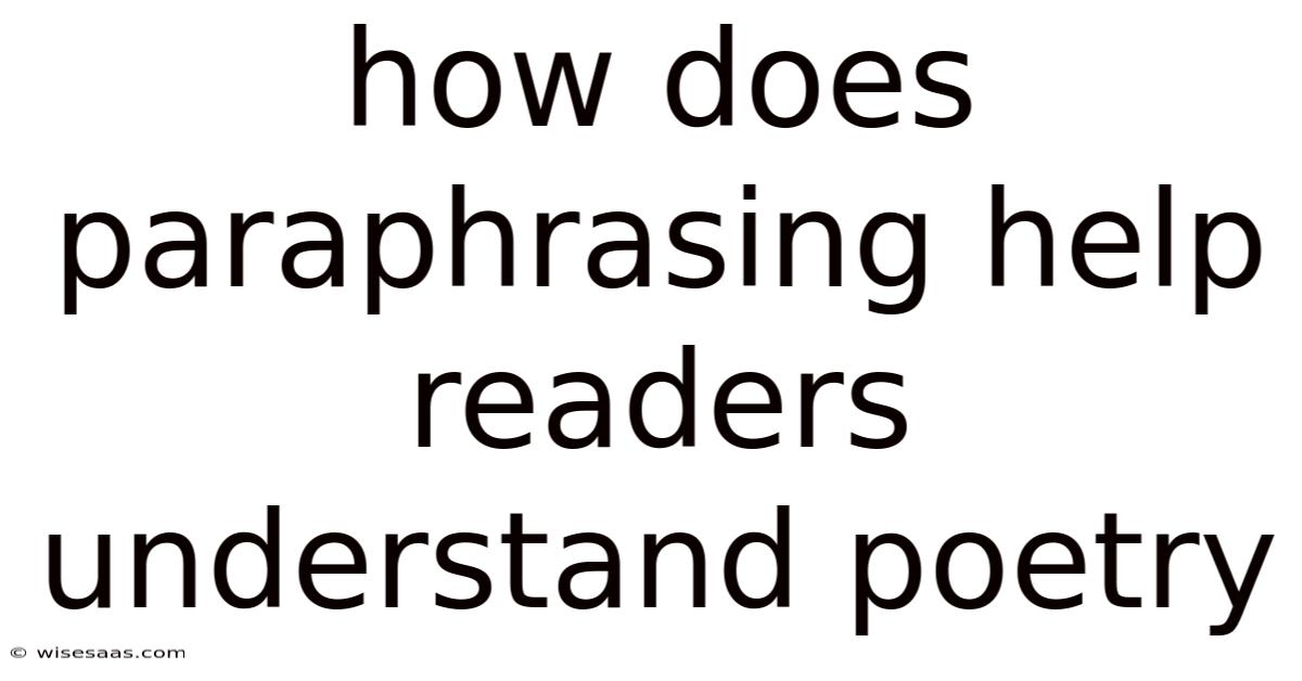 How Does Paraphrasing Help Readers Understand Poetry
