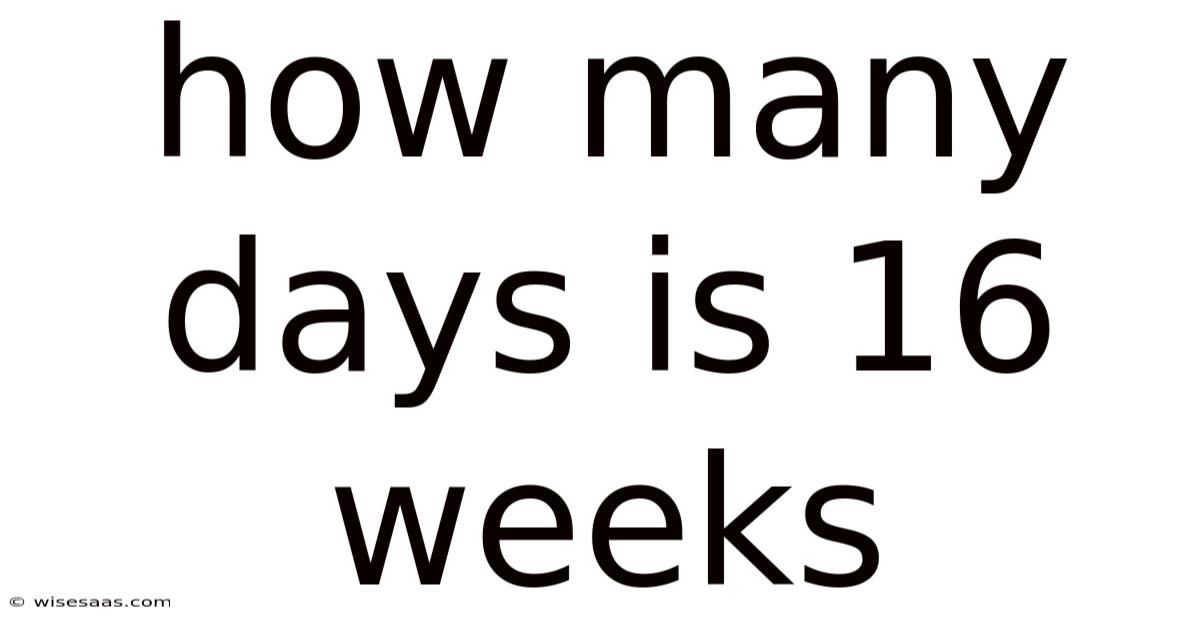 How Many Days Is 16 Weeks
