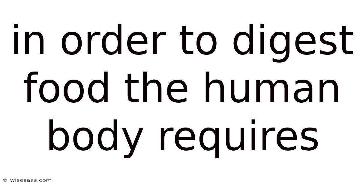 In Order To Digest Food The Human Body Requires
