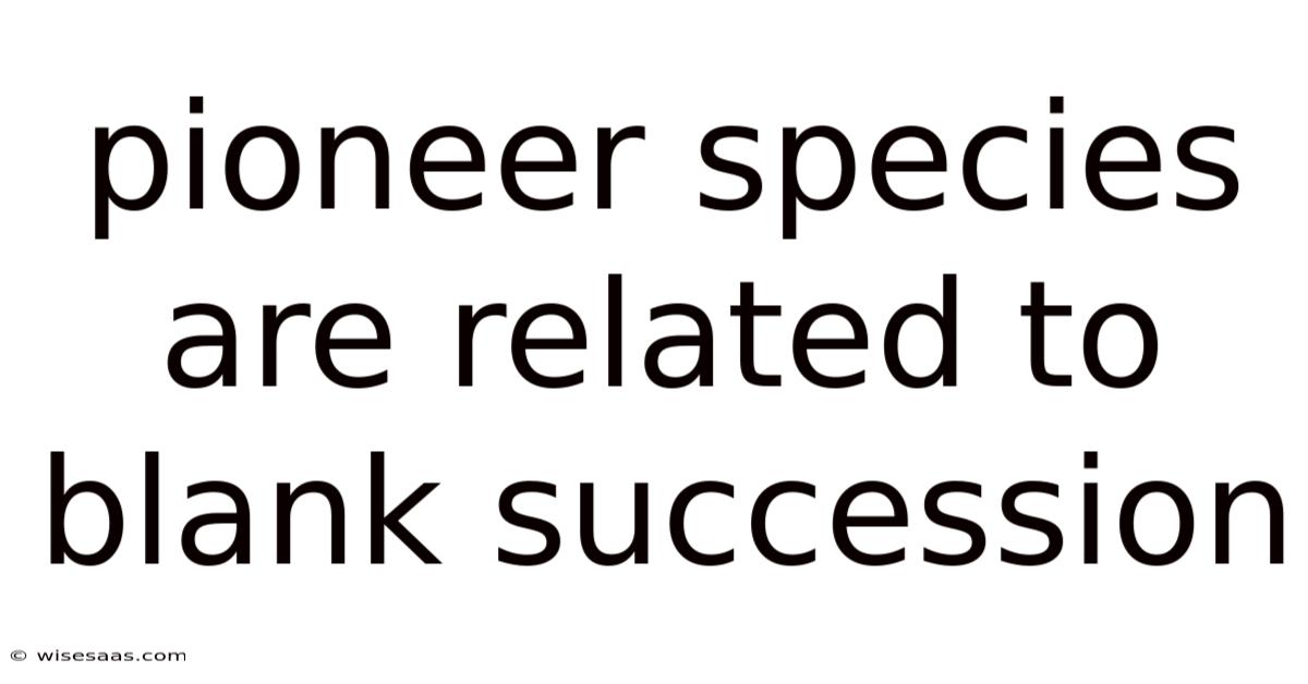Pioneer Species Are Related To Blank Succession
