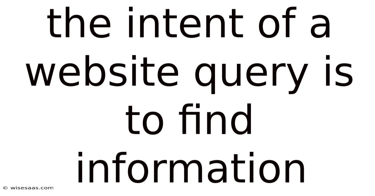 The Intent Of A Website Query Is To Find Information
