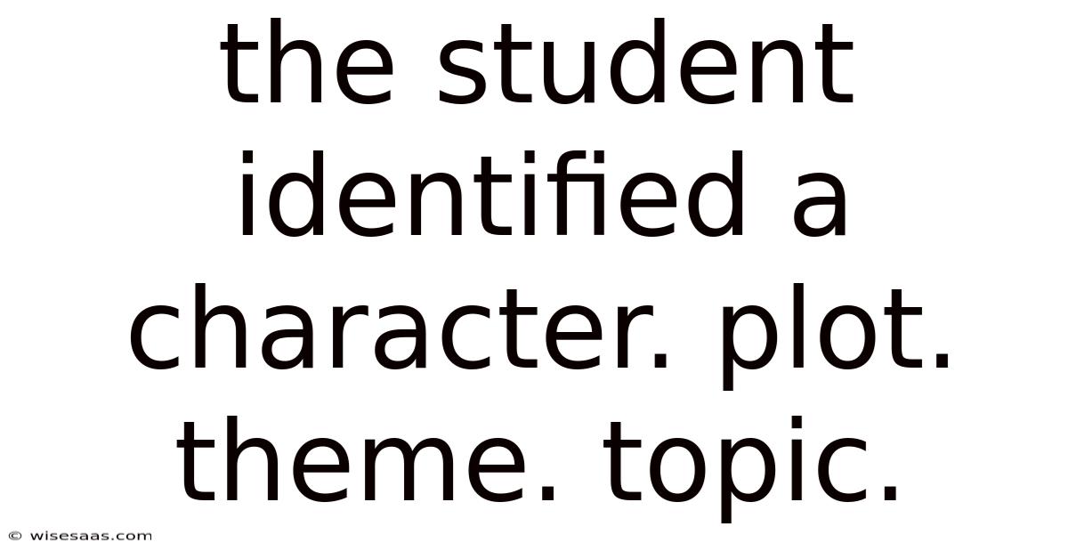 The Student Identified A Character. Plot. Theme. Topic.