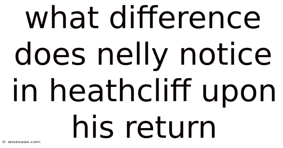 What Difference Does Nelly Notice In Heathcliff Upon His Return