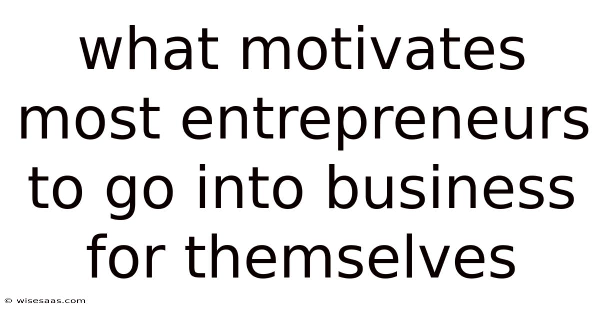What Motivates Most Entrepreneurs To Go Into Business For Themselves