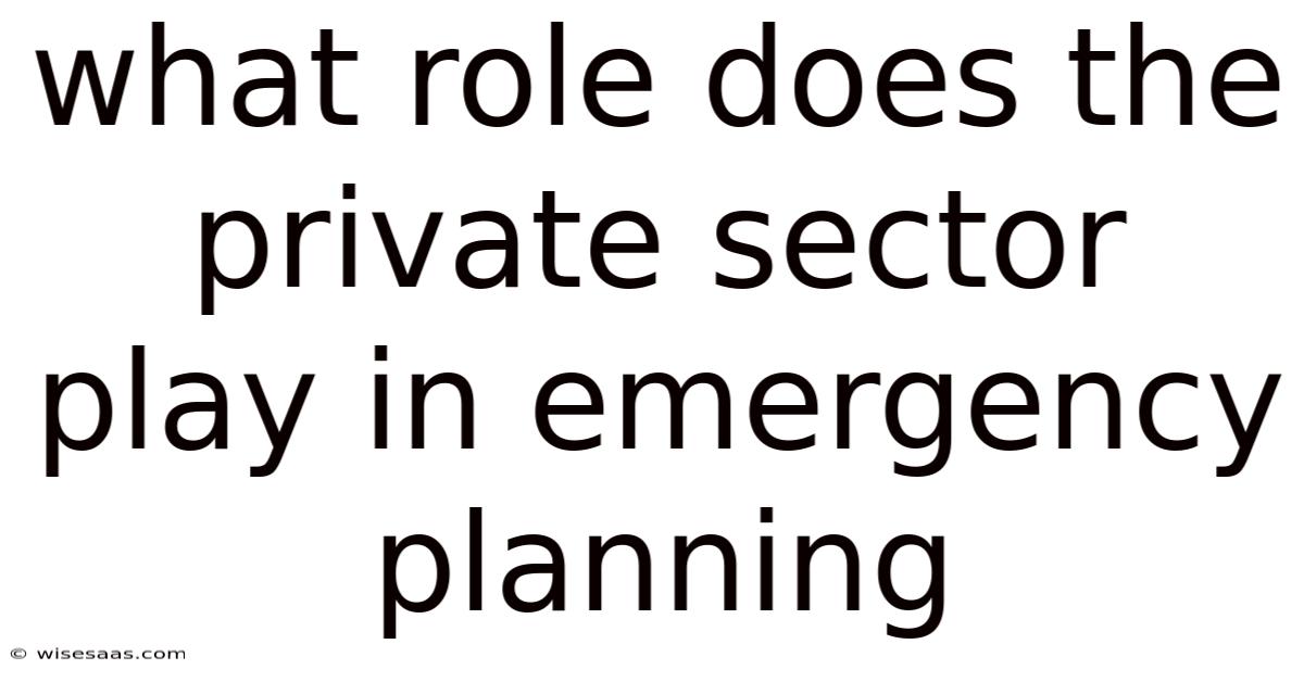 What Role Does The Private Sector Play In Emergency Planning