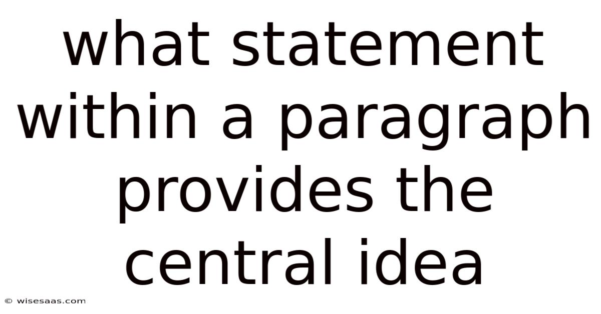 What Statement Within A Paragraph Provides The Central Idea