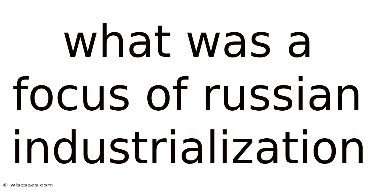 What Was A Focus Of Russian Industrialization