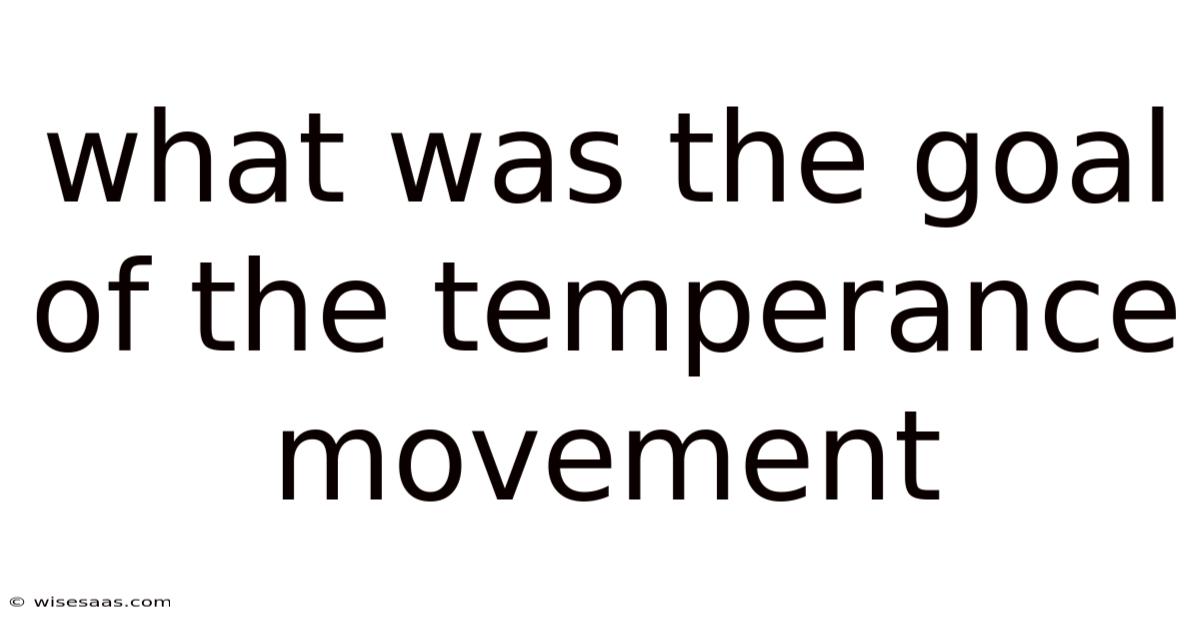 What Was The Goal Of The Temperance Movement