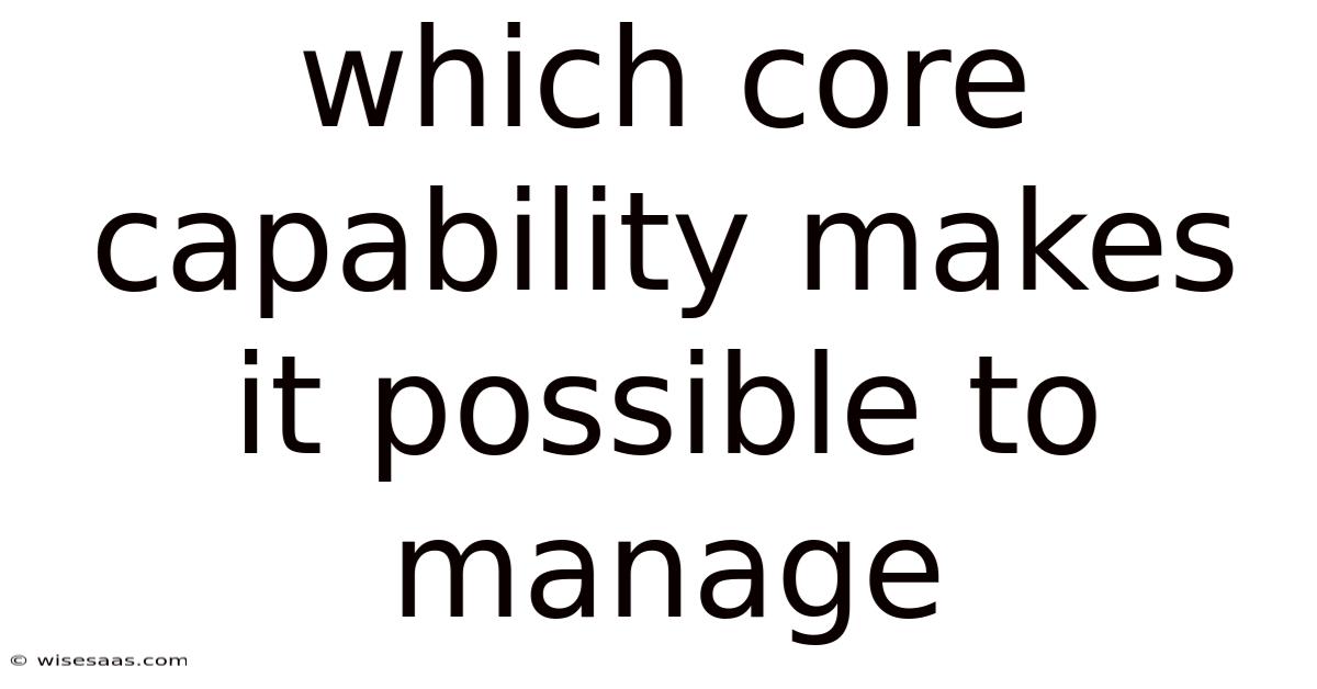 Which Core Capability Makes It Possible To Manage