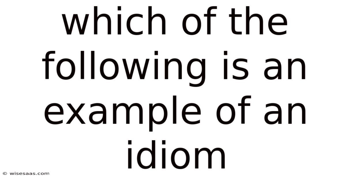 Which Of The Following Is An Example Of An Idiom