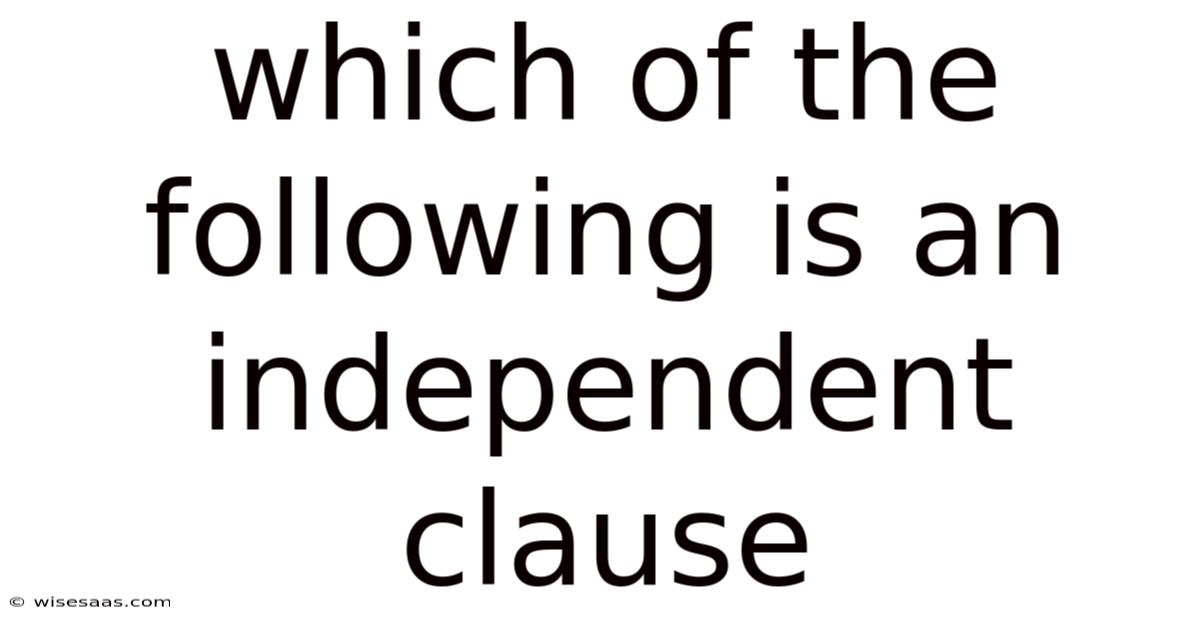 Which Of The Following Is An Independent Clause