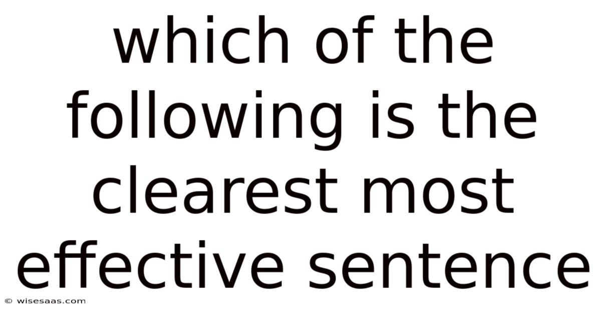 Which Of The Following Is The Clearest Most Effective Sentence