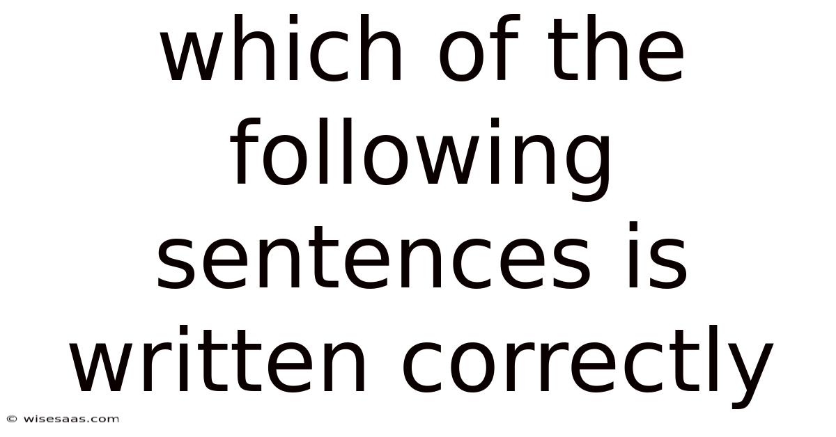 Which Of The Following Sentences Is Written Correctly