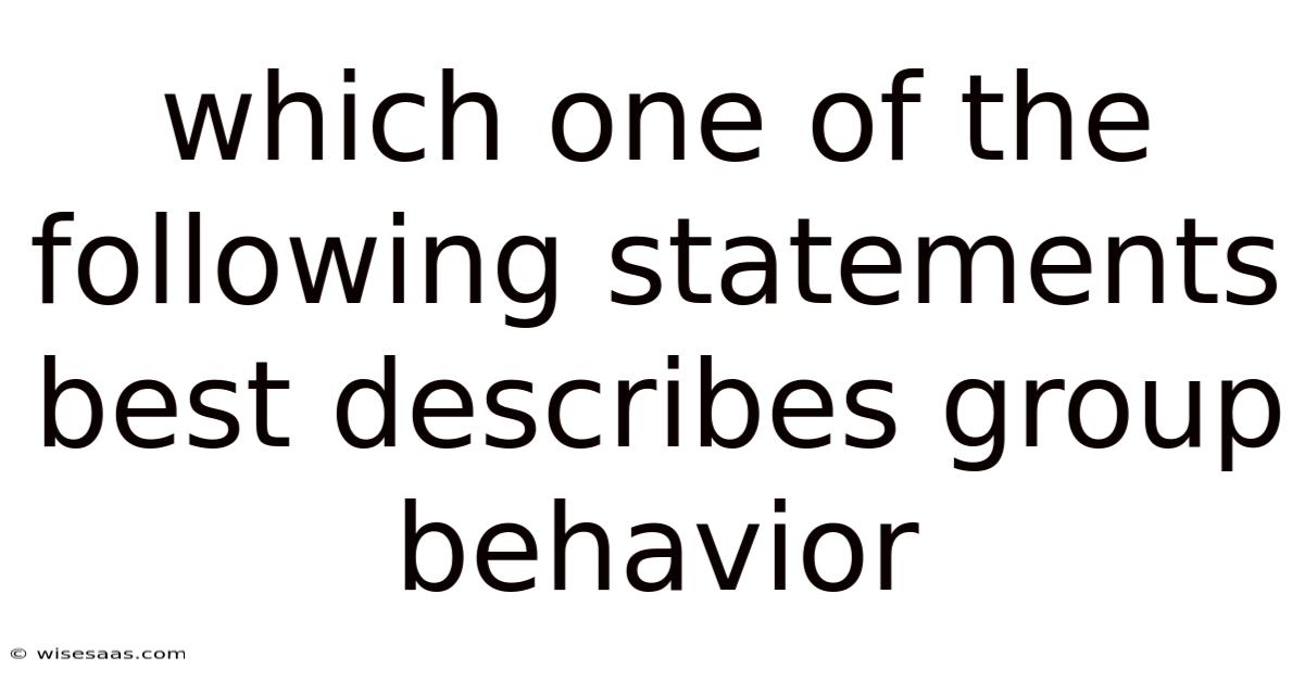 Which One Of The Following Statements Best Describes Group Behavior