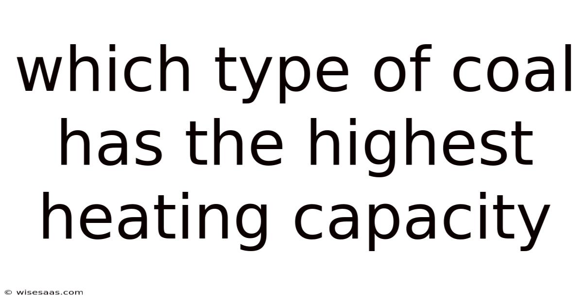 Which Type Of Coal Has The Highest Heating Capacity