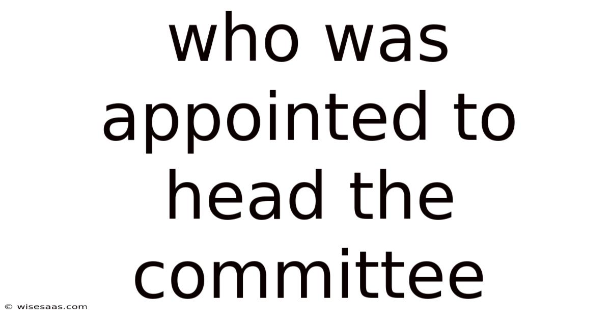 Who Was Appointed To Head The Committee