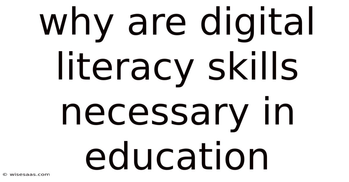 Why Are Digital Literacy Skills Necessary In Education