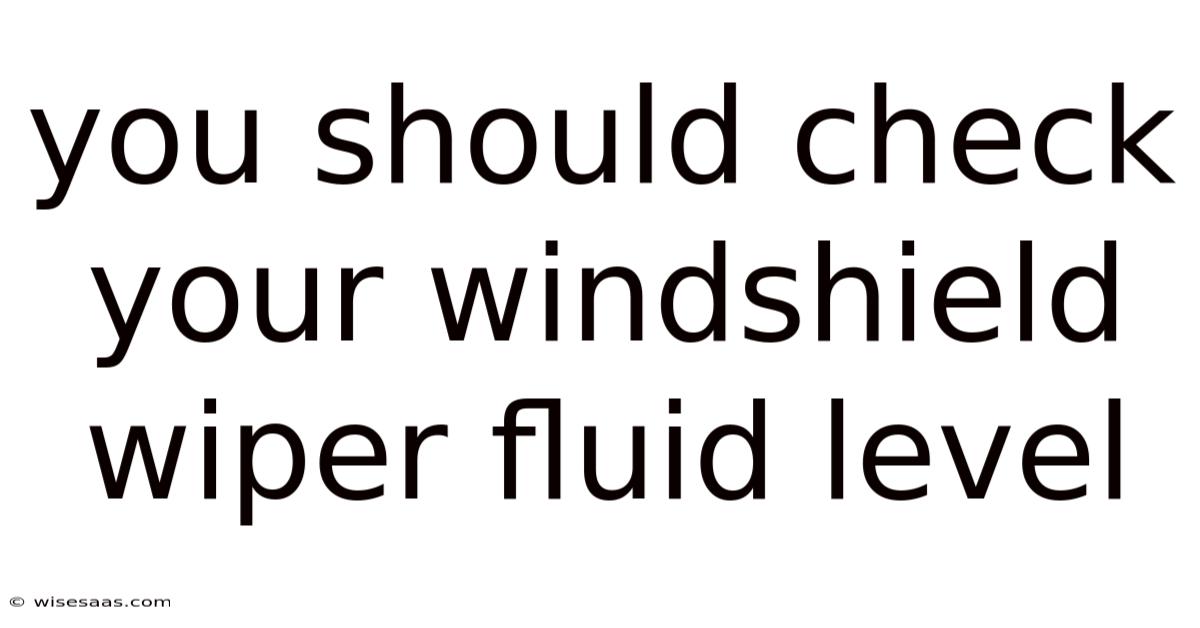 You Should Check Your Windshield Wiper Fluid Level